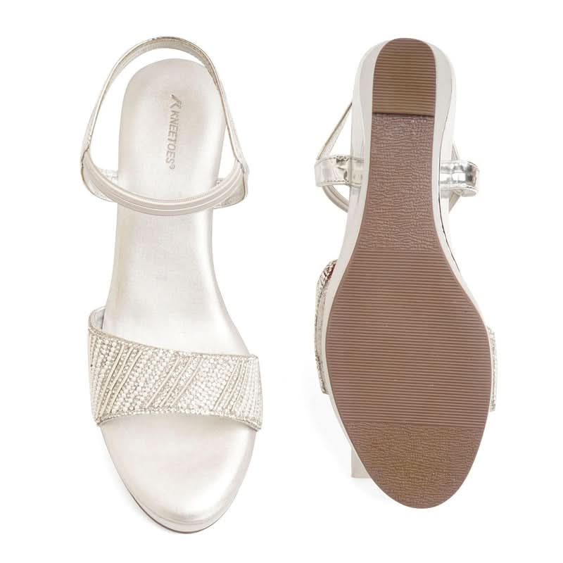 Bead Luxe Silver Wedge Sandals