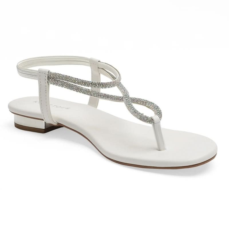 Pearl White Rhinestone Loop Flats