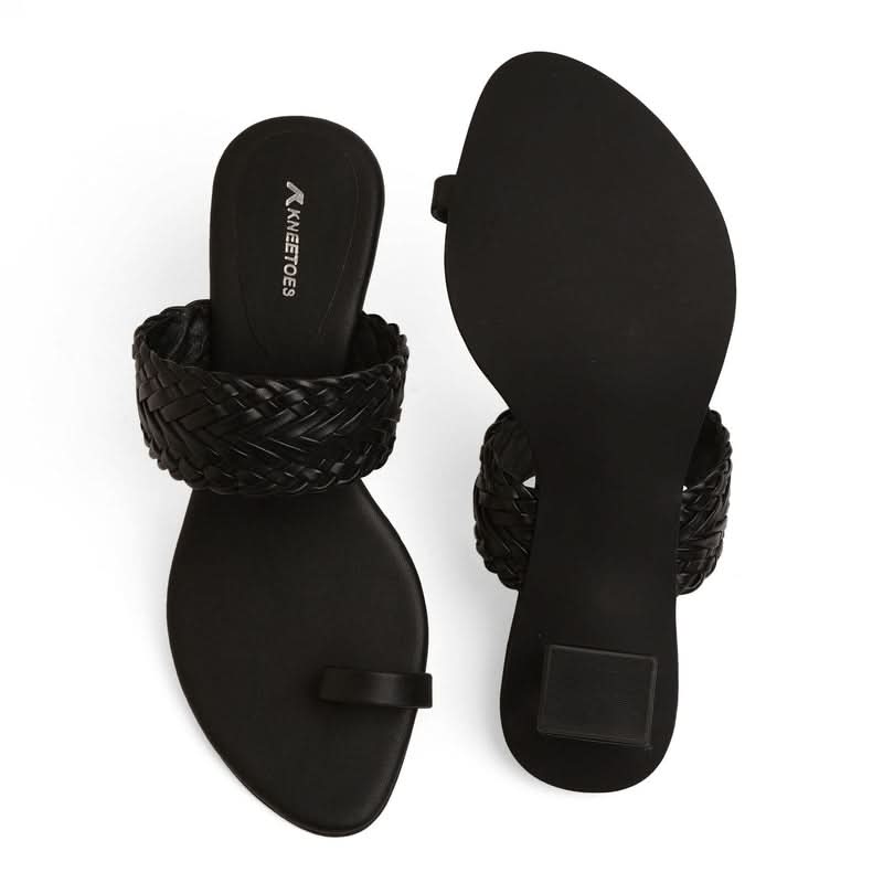 Matte Muse Braided Black Block Heels