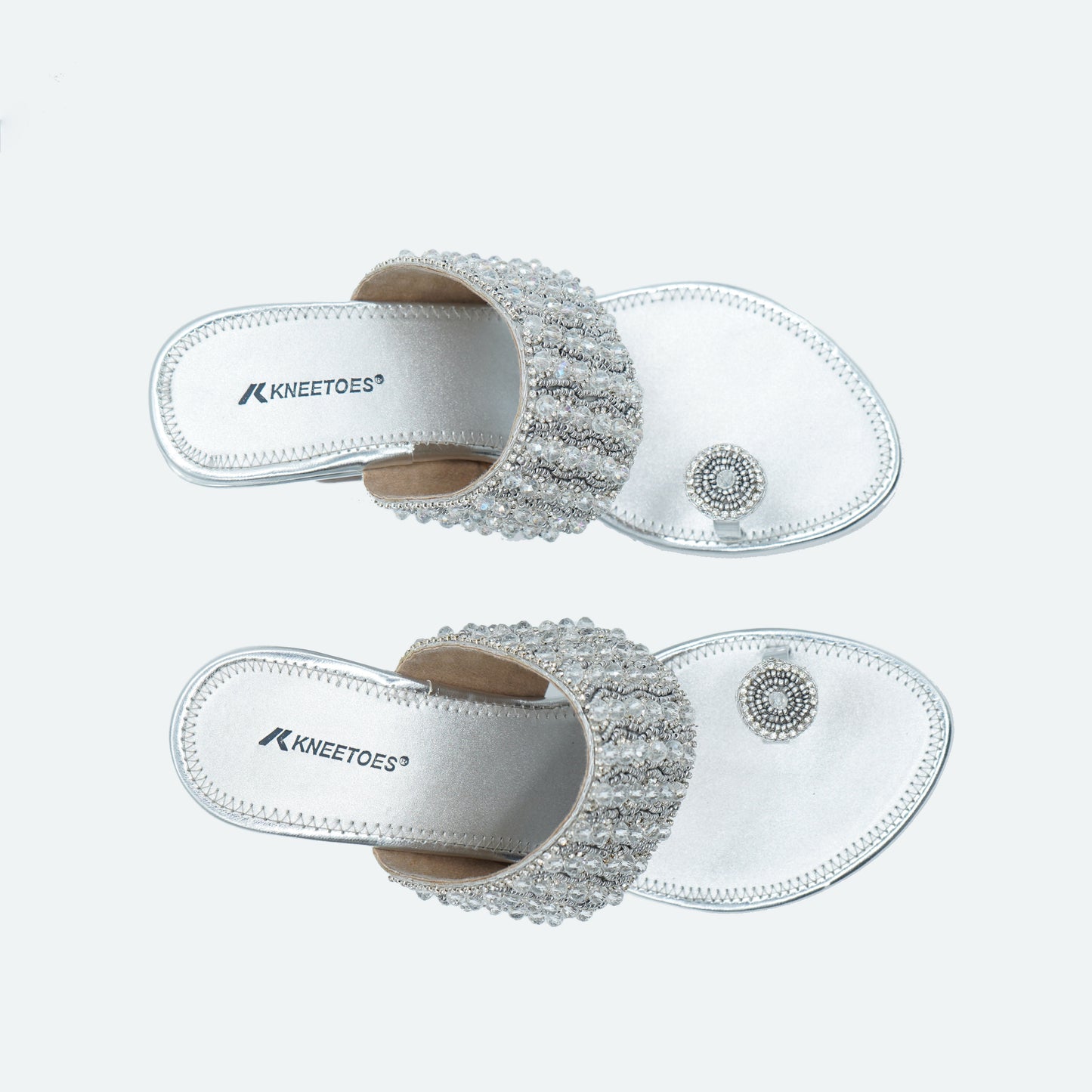 Trendy Glitter Silver Slipper featuring Handcrafted Zari Design for Wedding wear