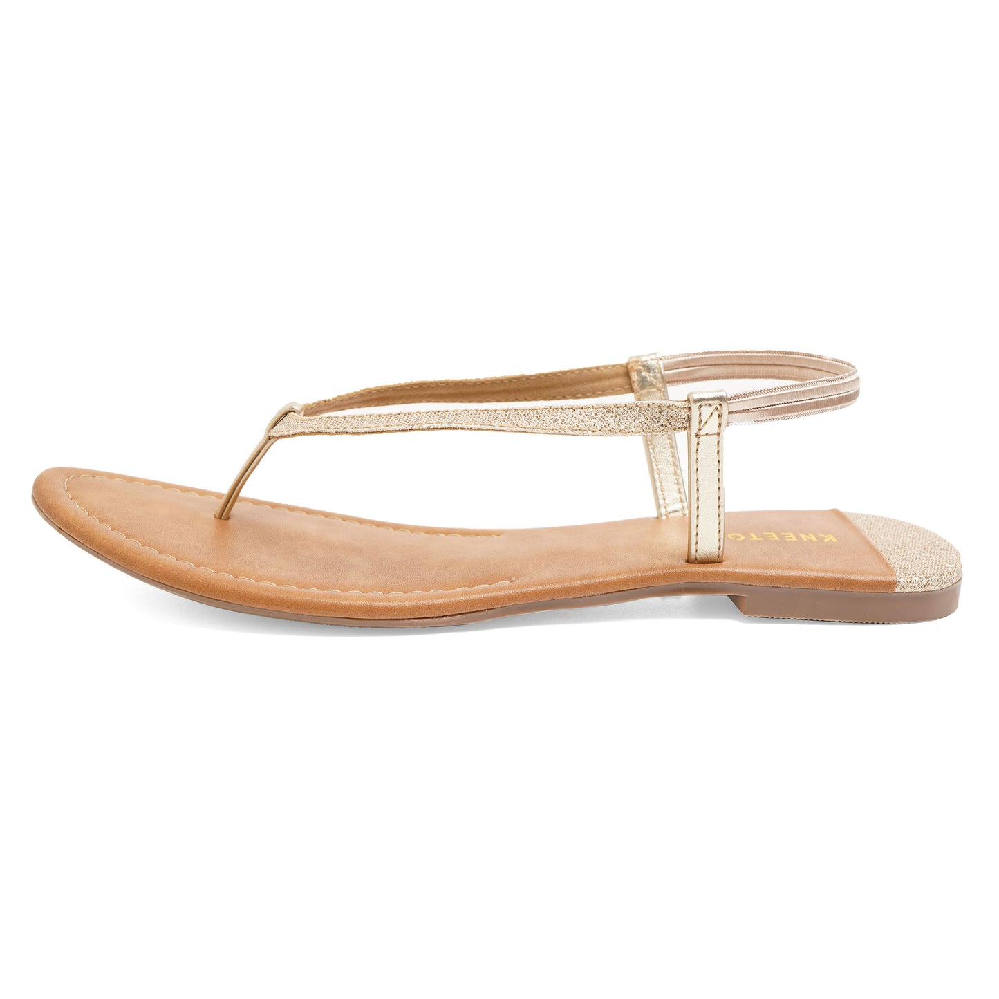 Fashionable Glitter Gold Flat Sandals For Everyday Casuals