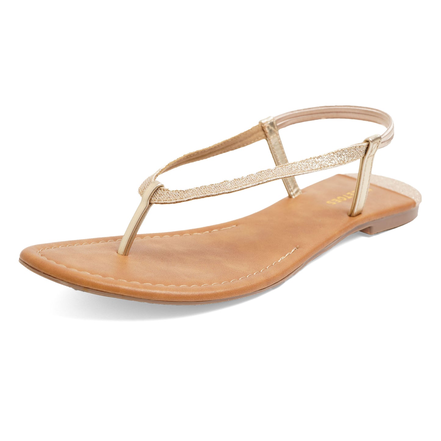 Fashionable Glitter Gold Flat Sandals For Everyday Casuals
