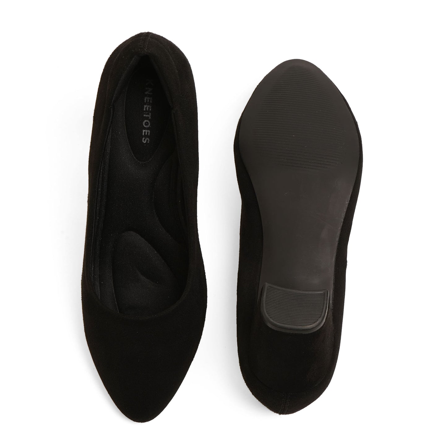 Classic Suede Black Block Heel Pumps For Office Comfort