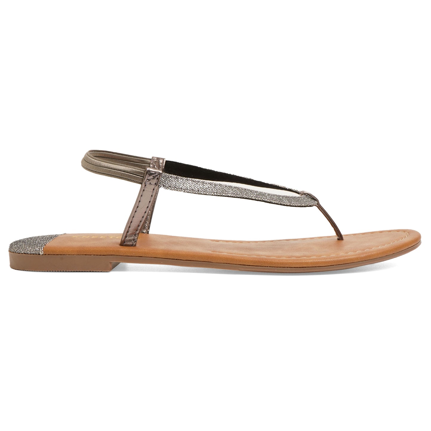 Fashionable Glitter Grey Flat Sandals For Everyday Casuals