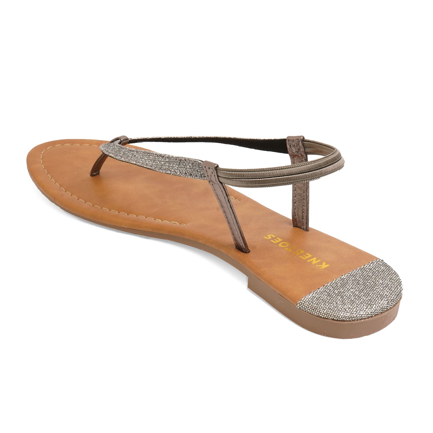 Fashionable Glitter Grey Flat Sandals For Everyday Casuals