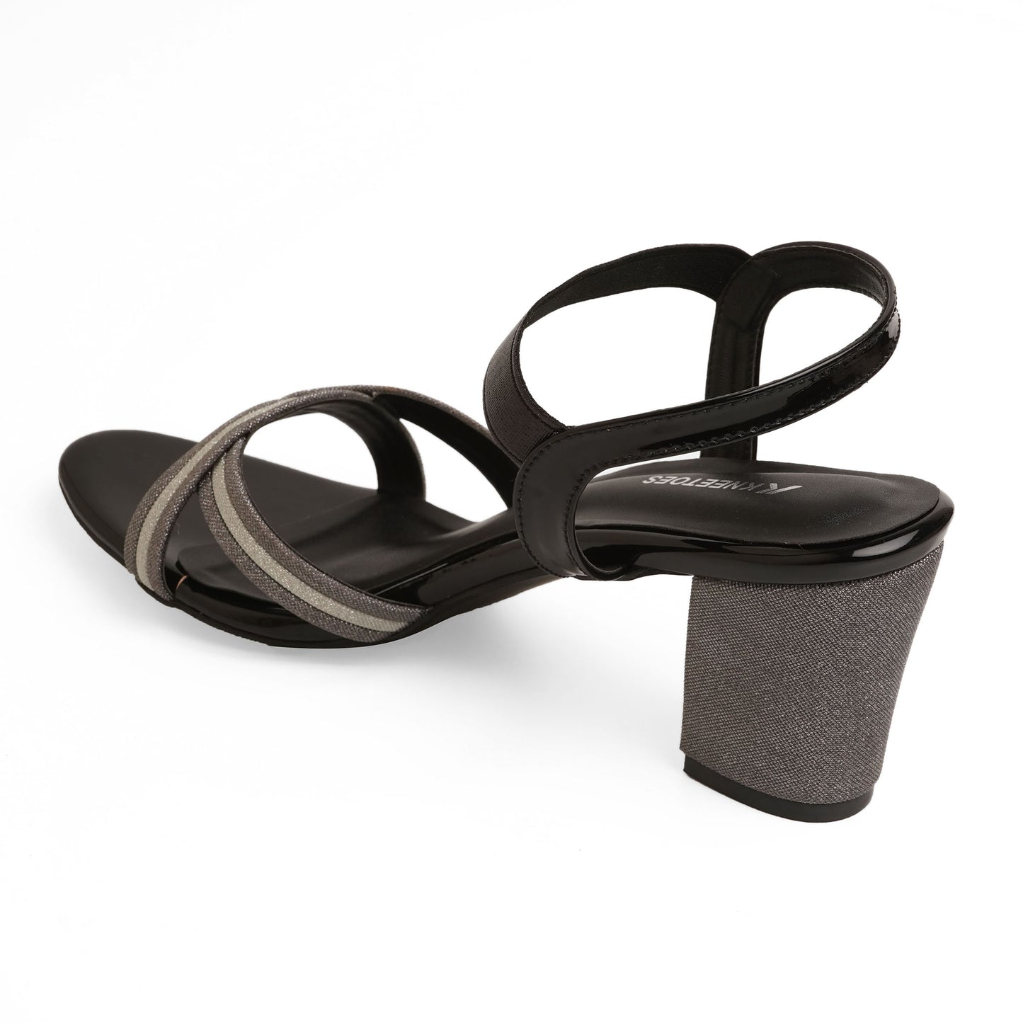 Sleek Glitter Black Box Heel Sandals For Party Wear
