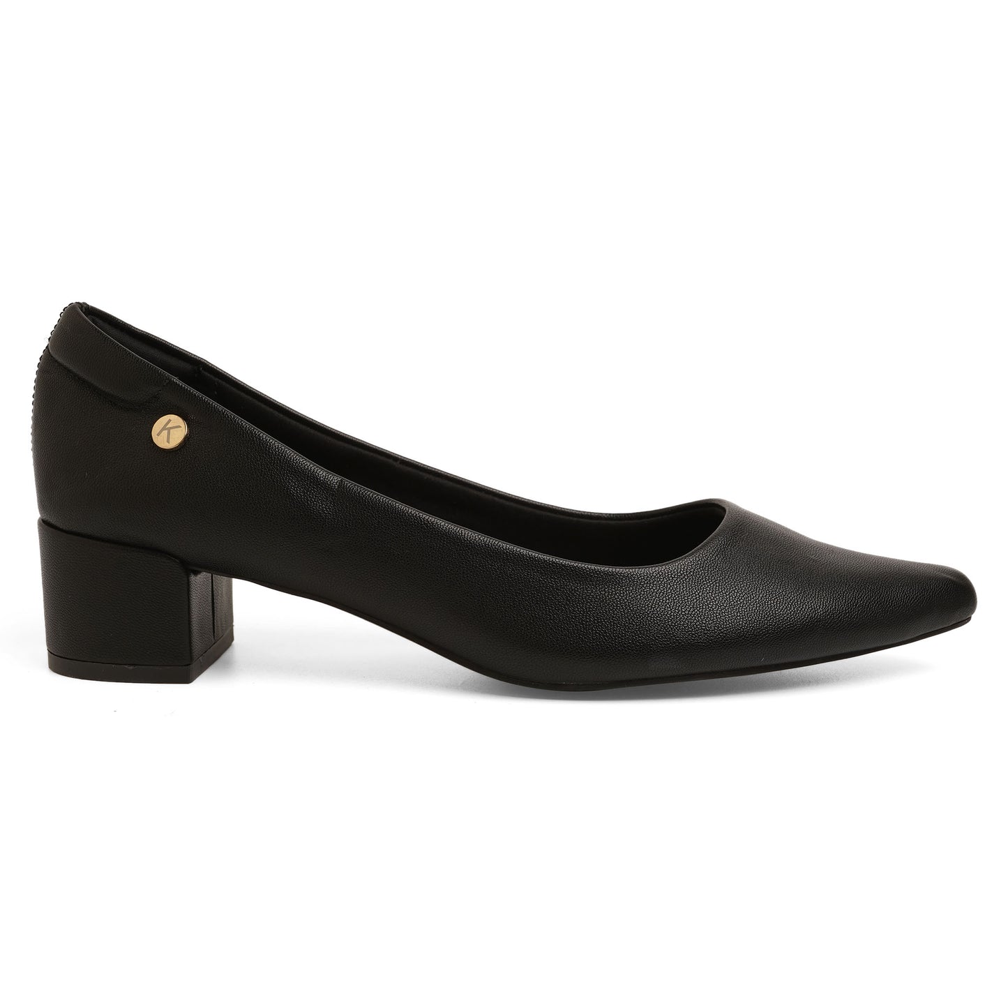 Snazzy Matt Finish Black Block Heel Pumps For Office Comfort