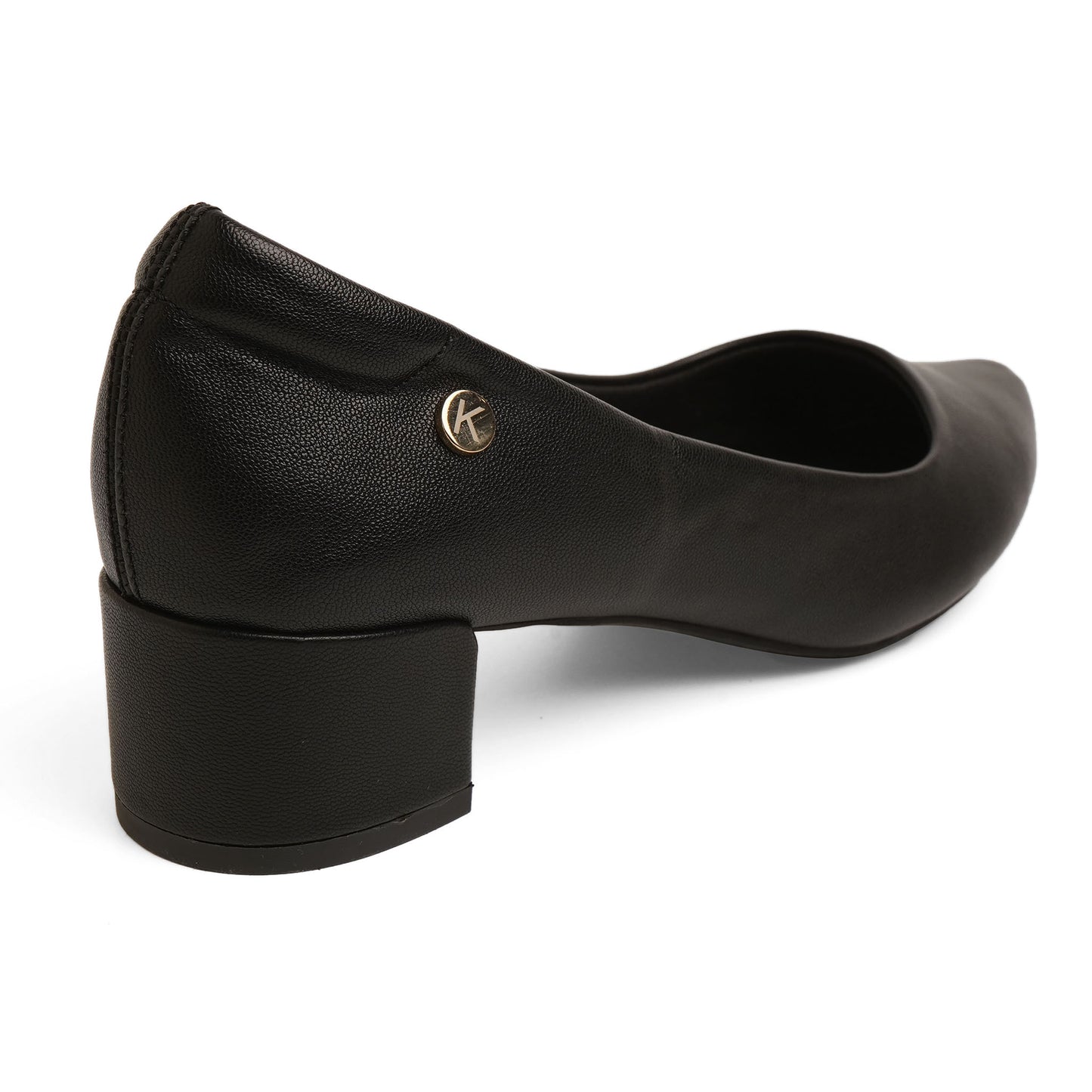 Snazzy Matt Finish Black Block Heel Pumps For Office Comfort