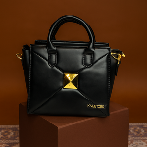 Black Quilted Purse with Gold Detail