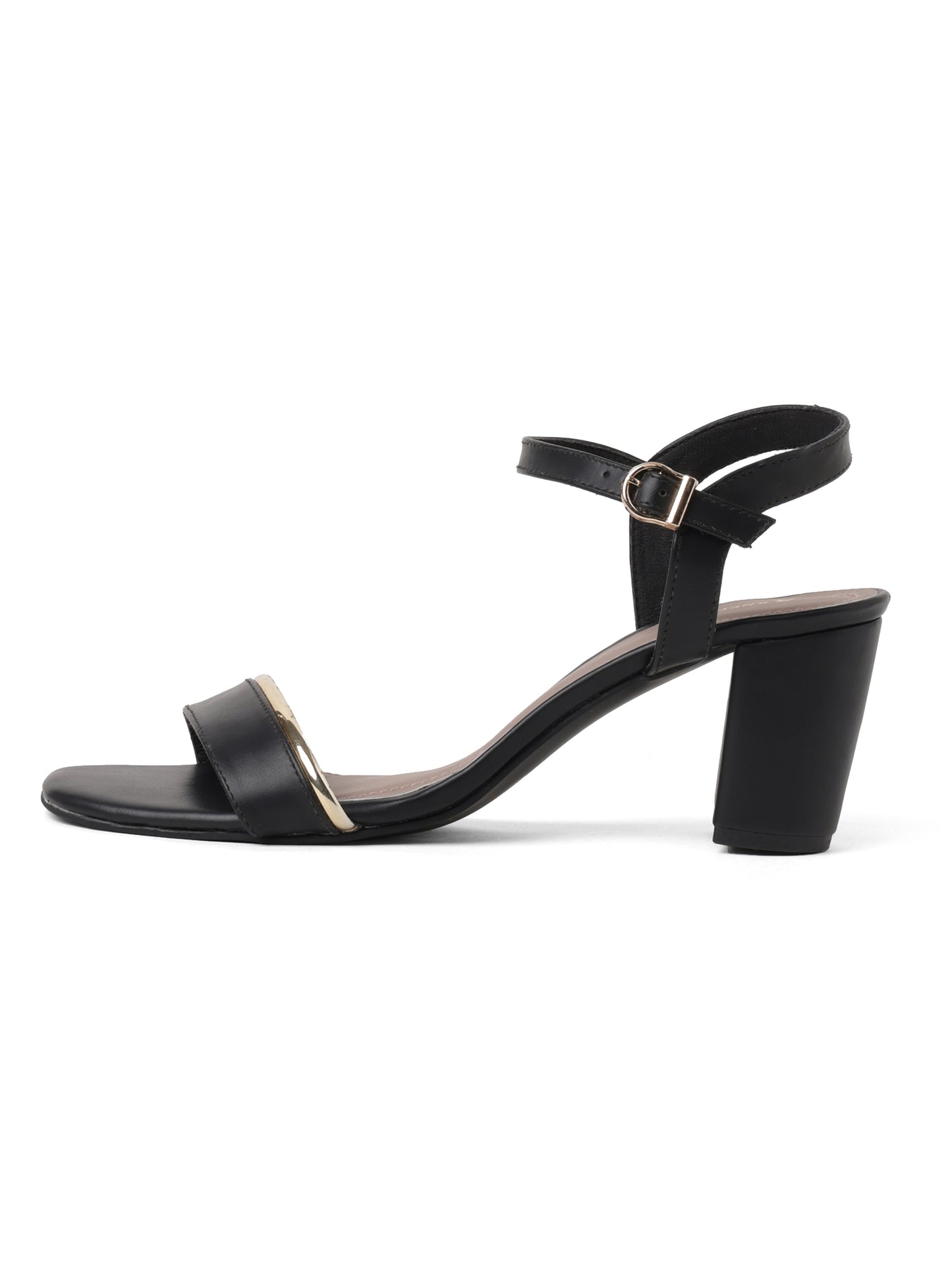 Fashionable Black Synthetic Heel Sandal