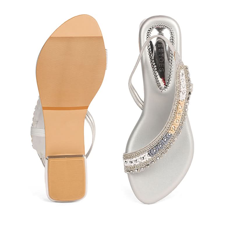 Navisha - Silver Embellished Sandals