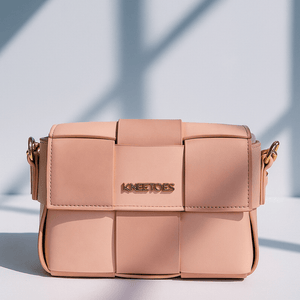 Peach Panelled Crossbody with Structured Flap