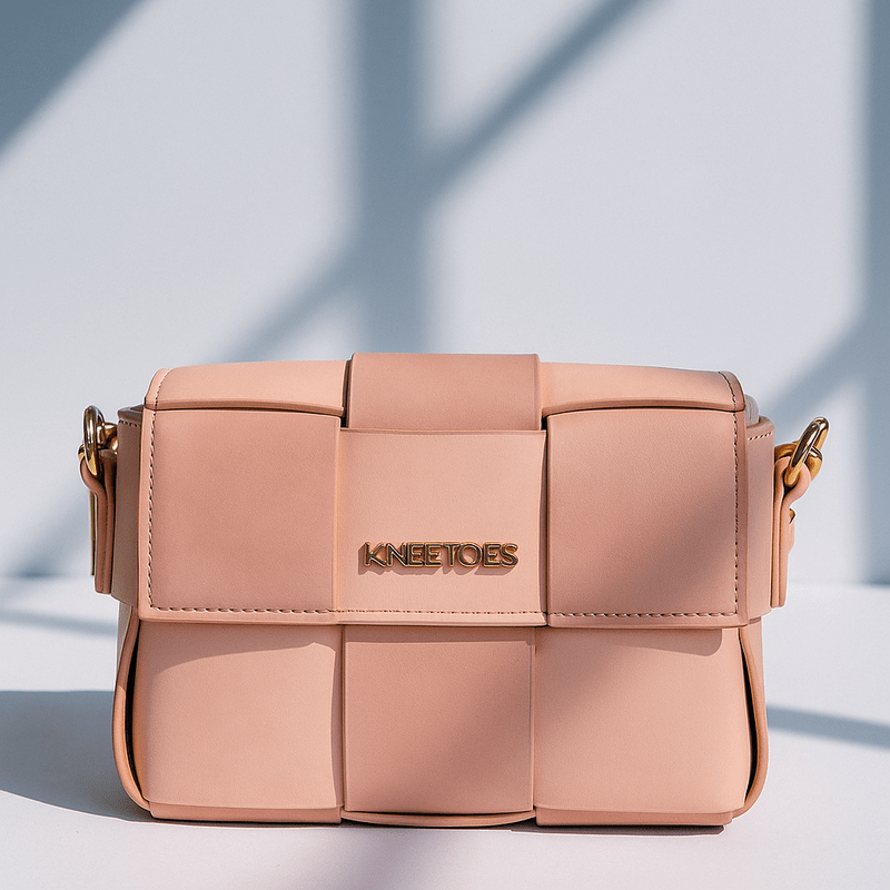 Peach Panelled Crossbody with Structured Flap