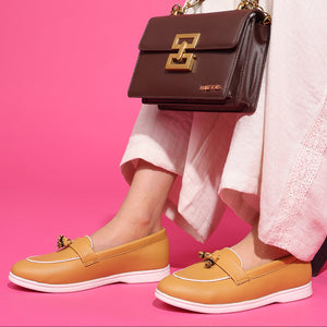 Tan Round-Toe Loafers
