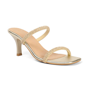 Evara - Gold Kitten Heels