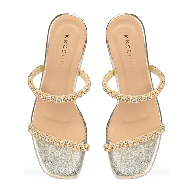 Evara - Gold Kitten Heels