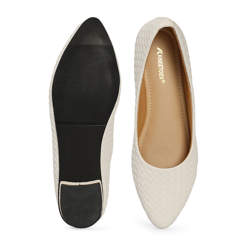 Thalia - White Ballerina Flats
