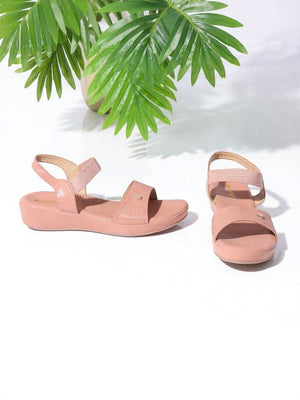 Kneetoes Women Soft Peach Textured Open-Toe Sandals
