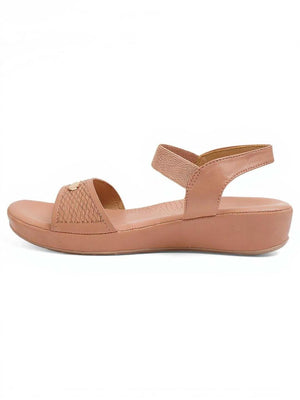 Kneetoes Women Soft Peach Textured Open-Toe Sandals