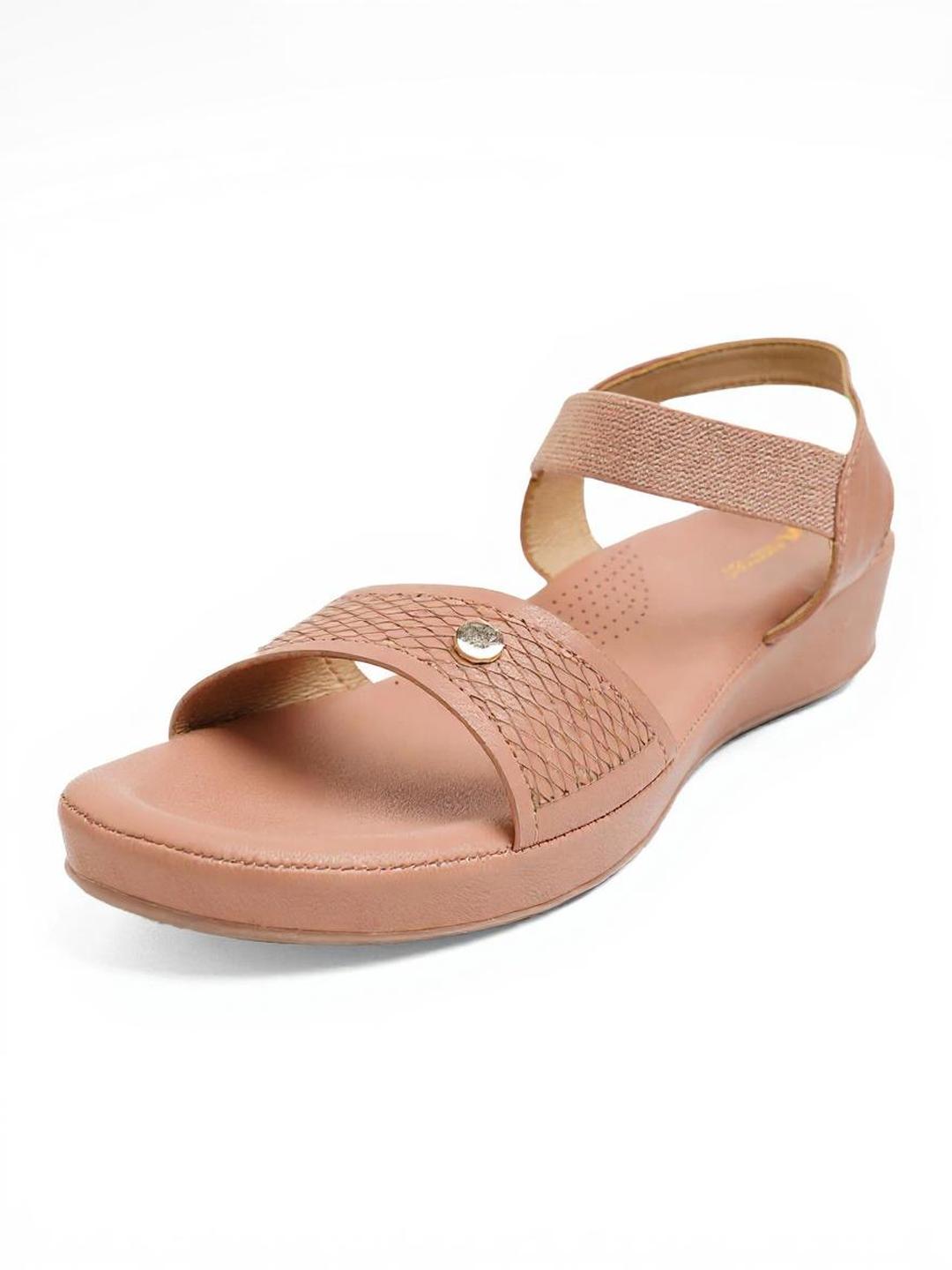 Kneetoes Women Soft Peach Textured Open-Toe Sandals