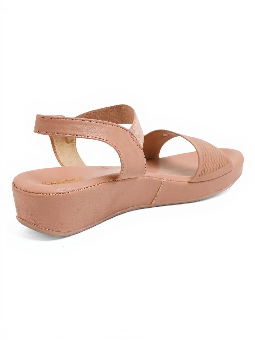 Kneetoes Women Soft Peach Textured Open-Toe Sandals