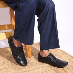 Elite Black Flexible Sole Slip-Ons