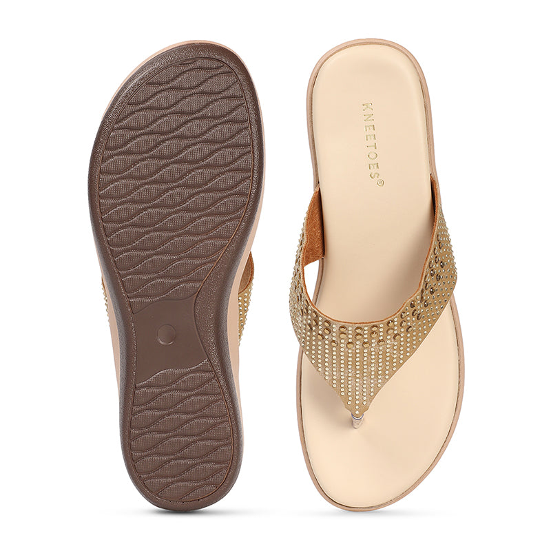 Adelina - Beige Thong Sandals