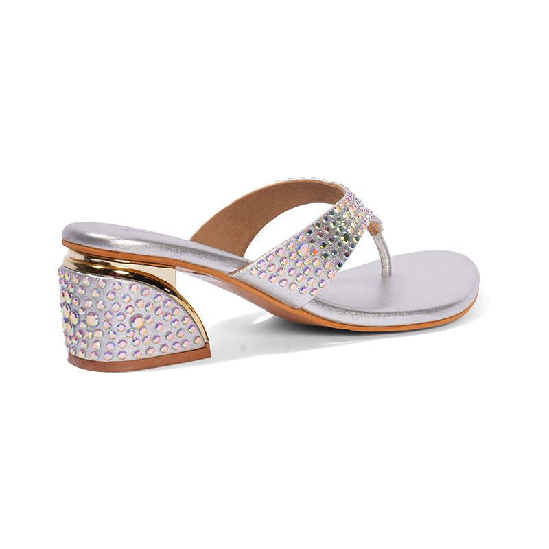 Lumira - Silver Block Heels