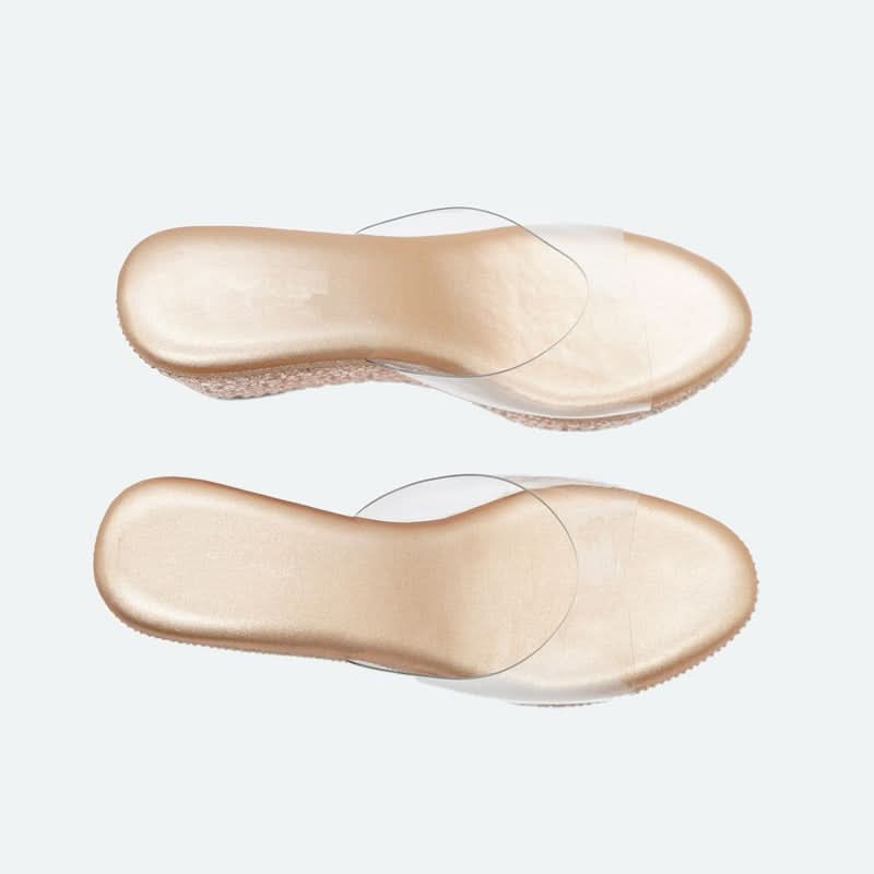 Luxe Shine Studded Champagne Wedge Heels