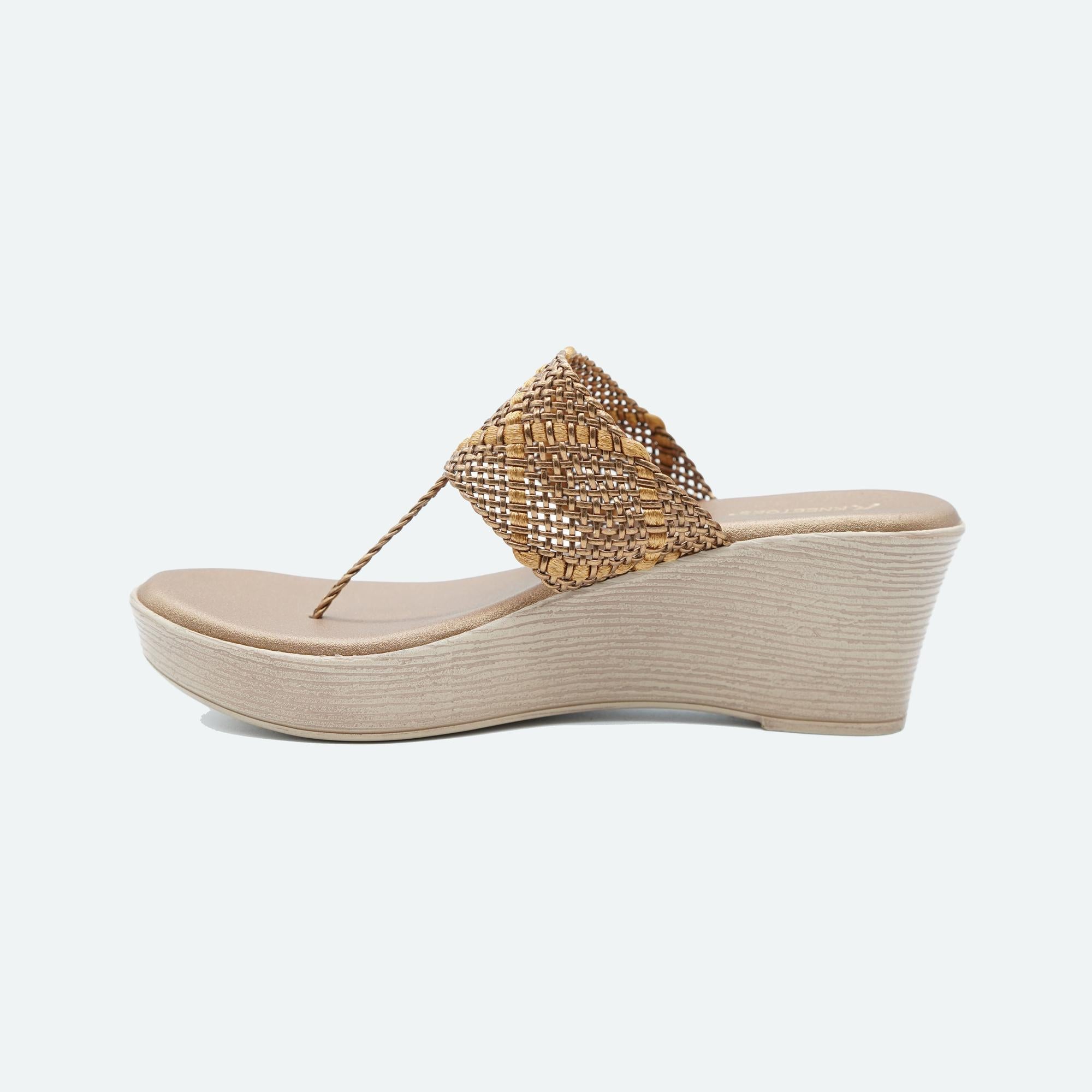Breeze Net Bronze Wedge Heel Sandals
