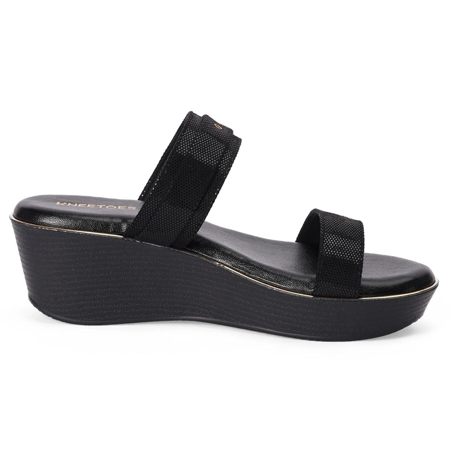 Black Open-Toe Wedge Sandals
