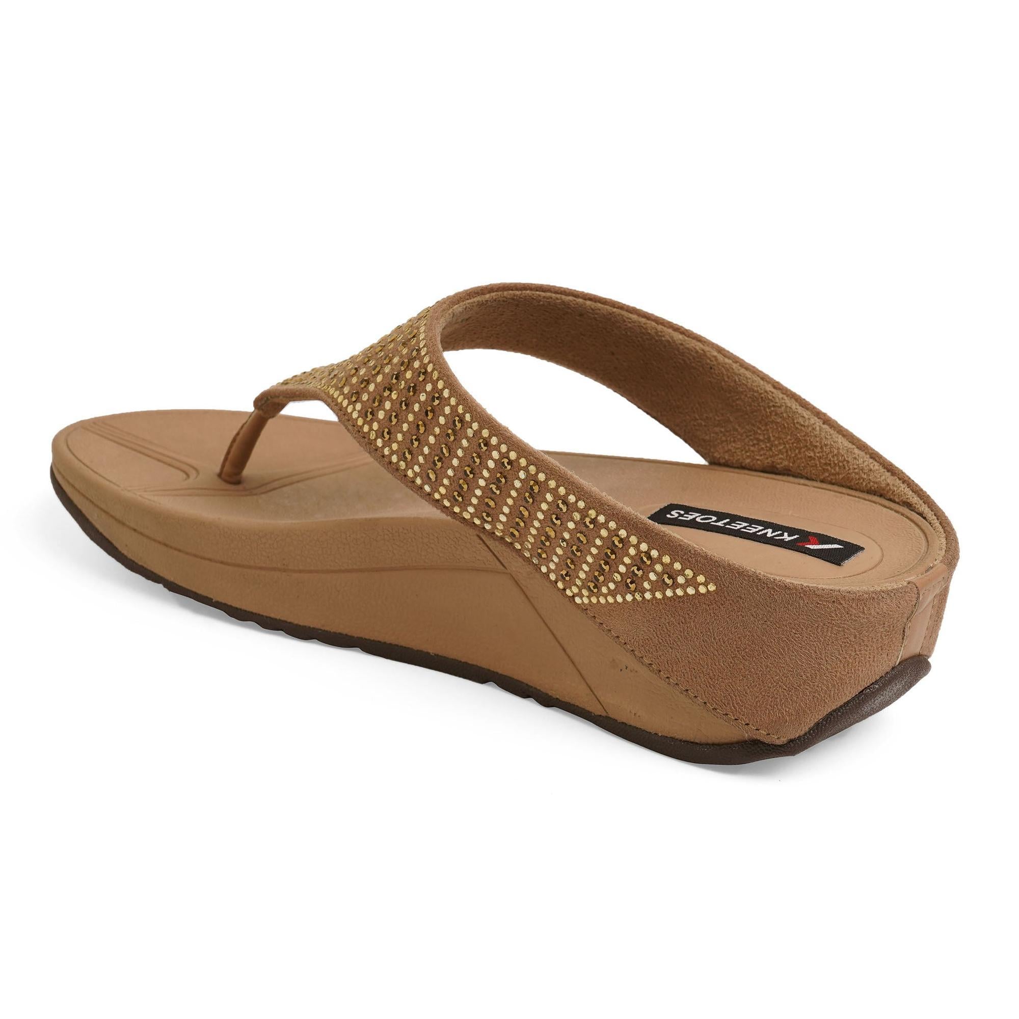 Beige Sparkly Studded Casual Thong Sandals