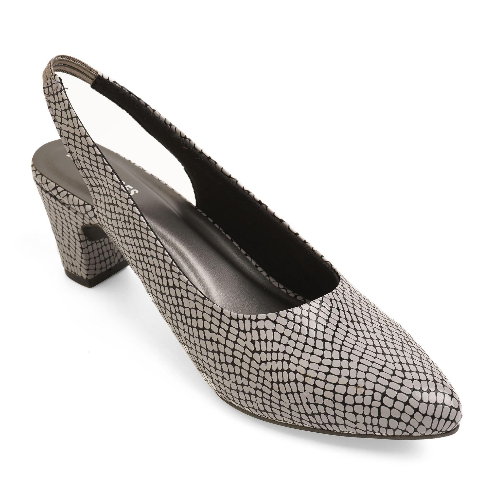 Bold Grey Reptile Block Heel Sandals