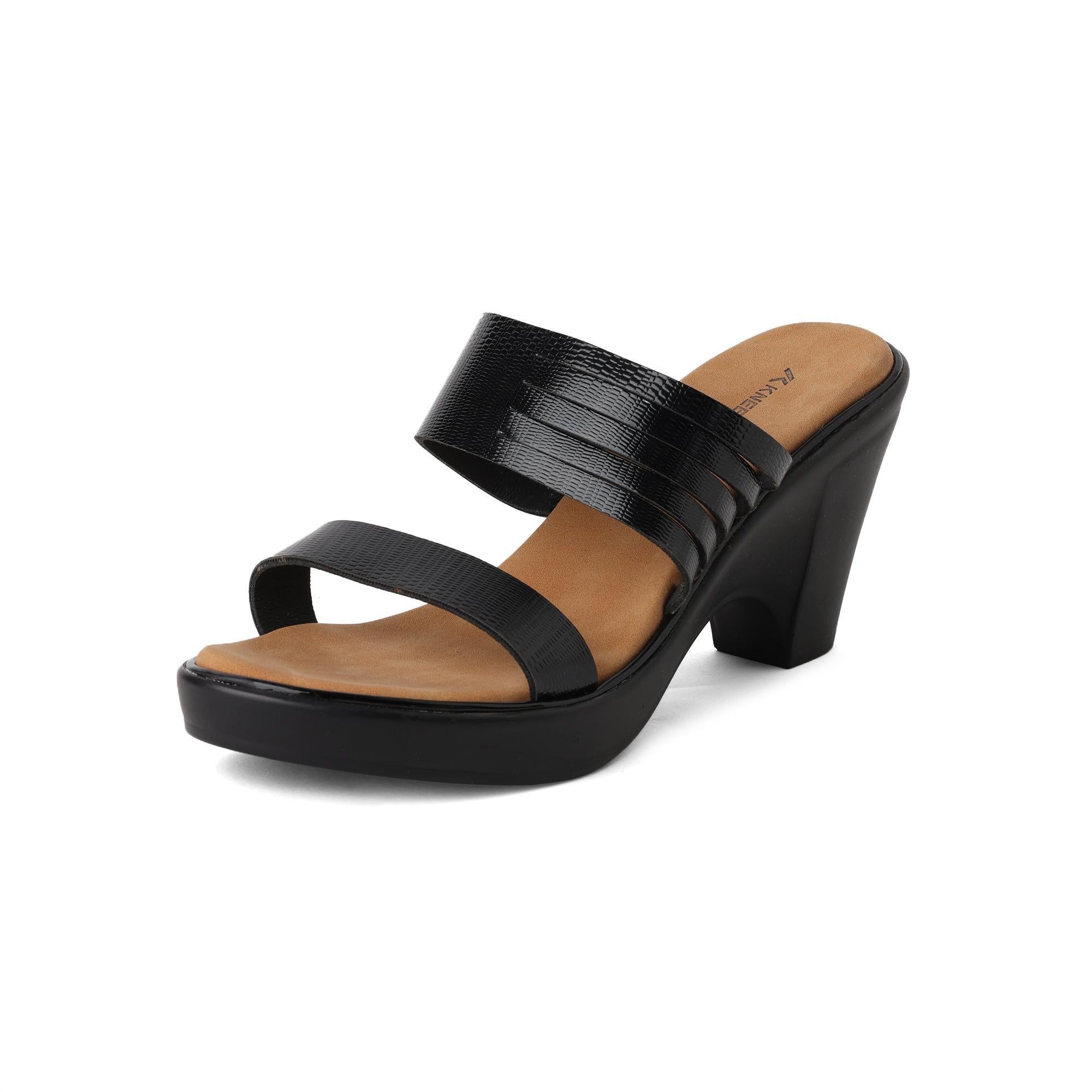 Jet Black Multi-Strap Block Heel Sandals
