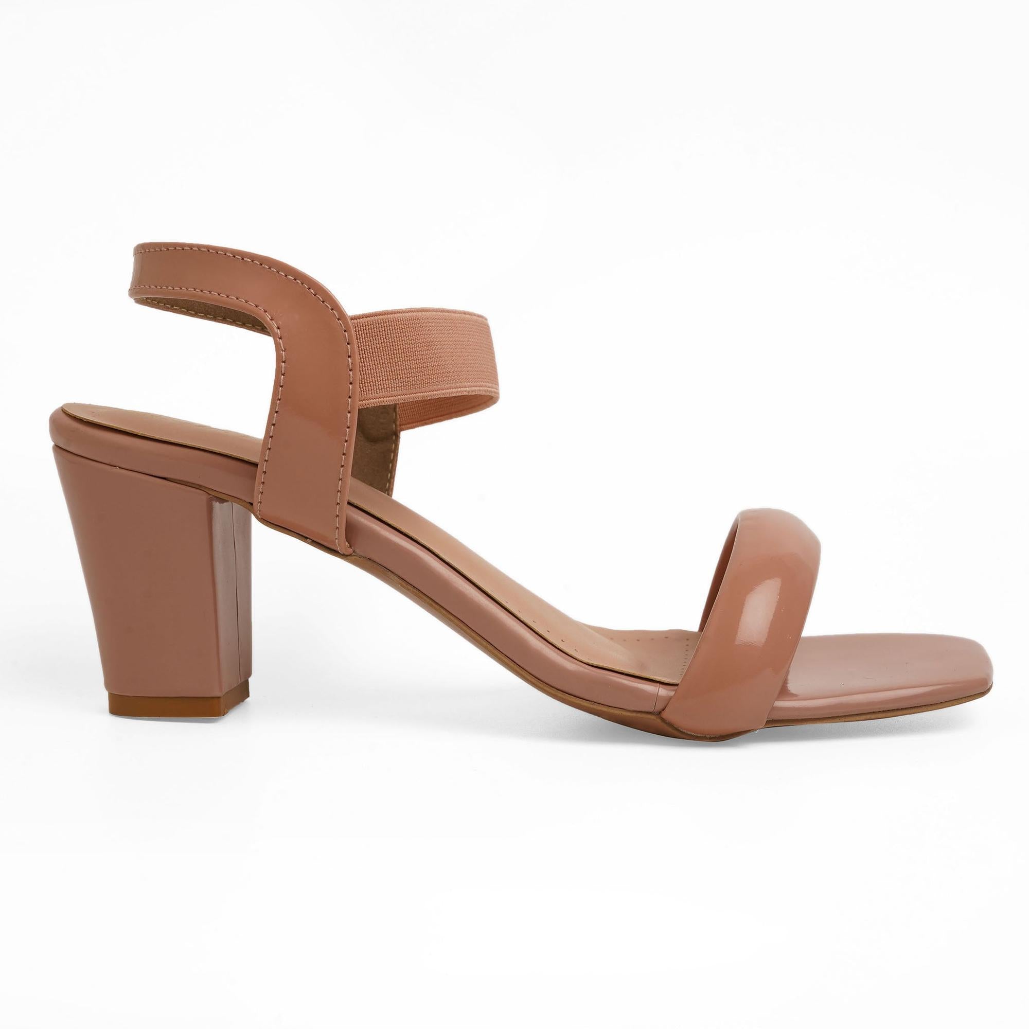 Subtle Pink Ankle-Strap Block Heels