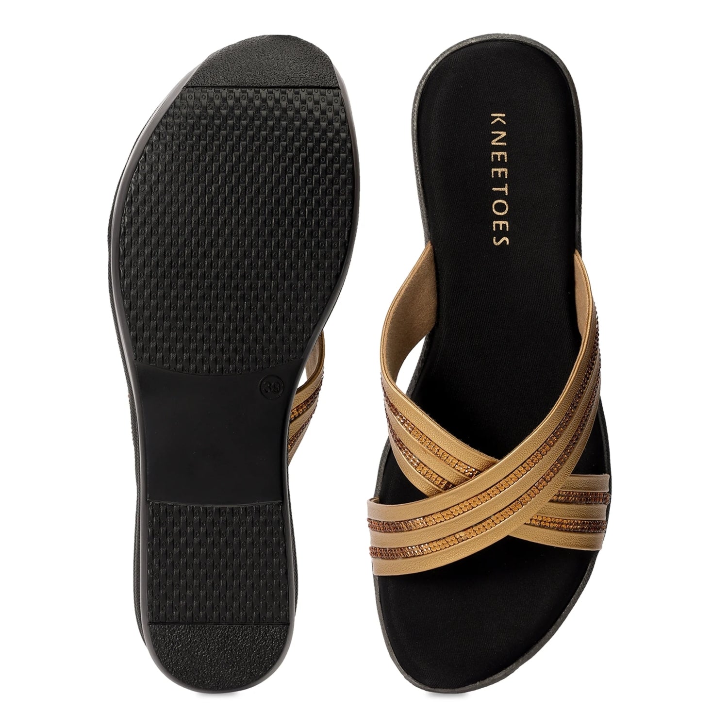 Bronze Embellished Wedge Heel Sandals