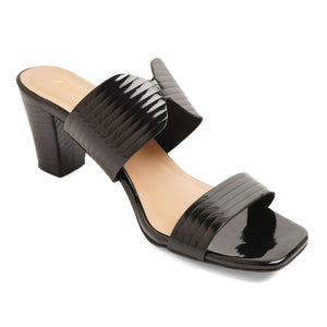 Bold Black Textured Block Sandals