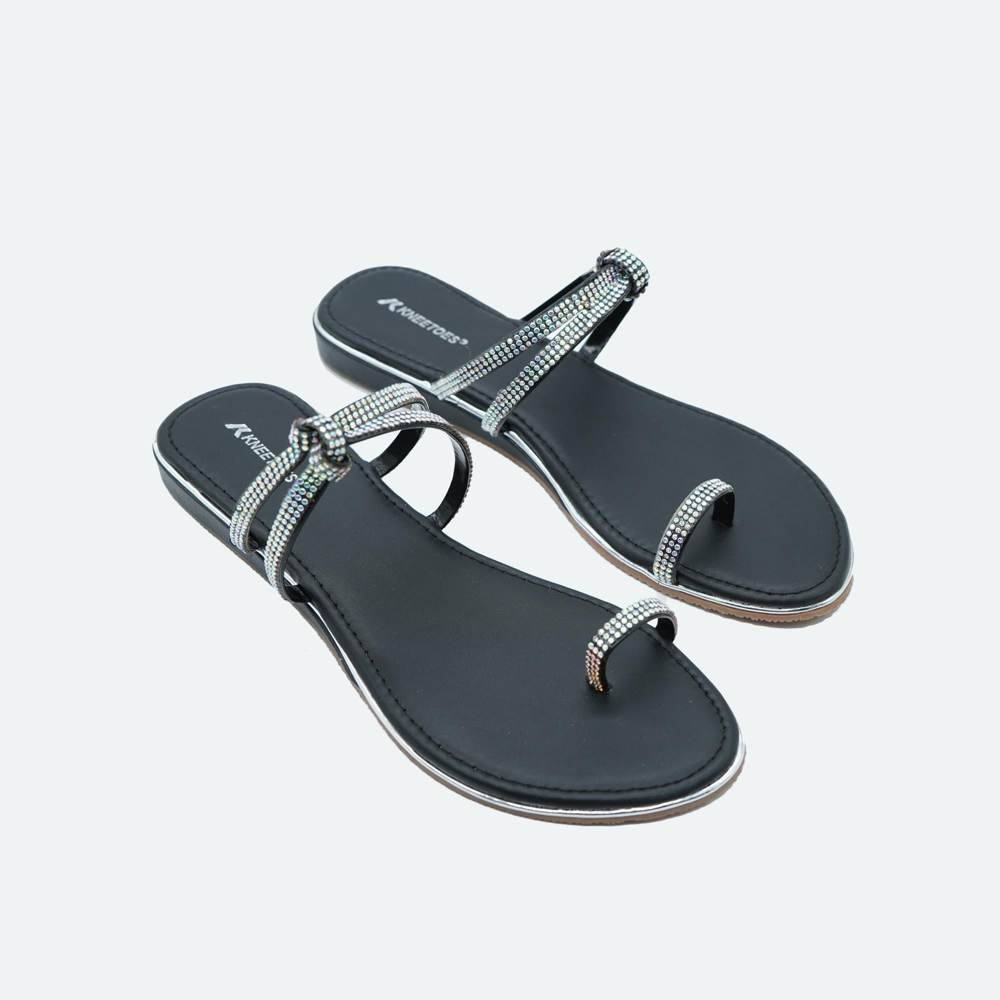 Gemglow Silver Knotted One-Toe Sandals