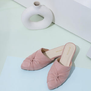Soft Pink Twist Block Heel Sandals