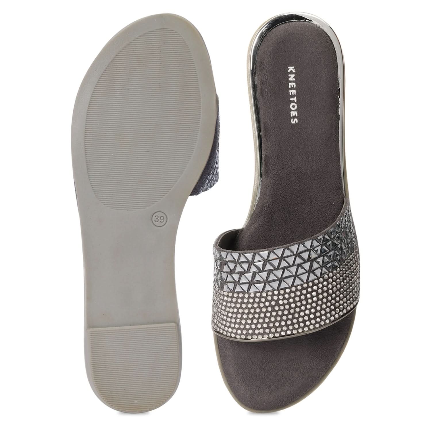 Grey Prism Embellished Flats