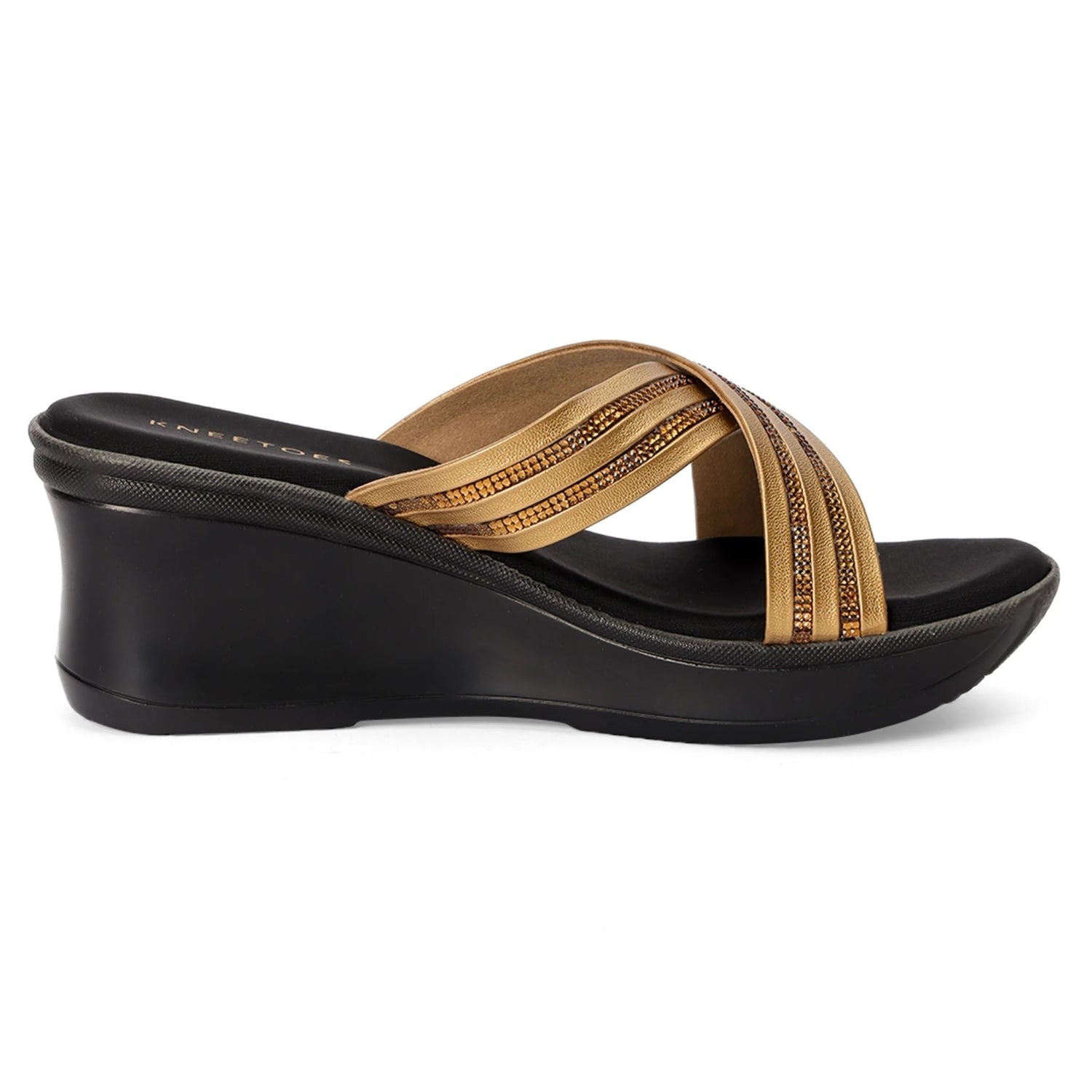 Bronze Embellished Wedge Heel Sandals