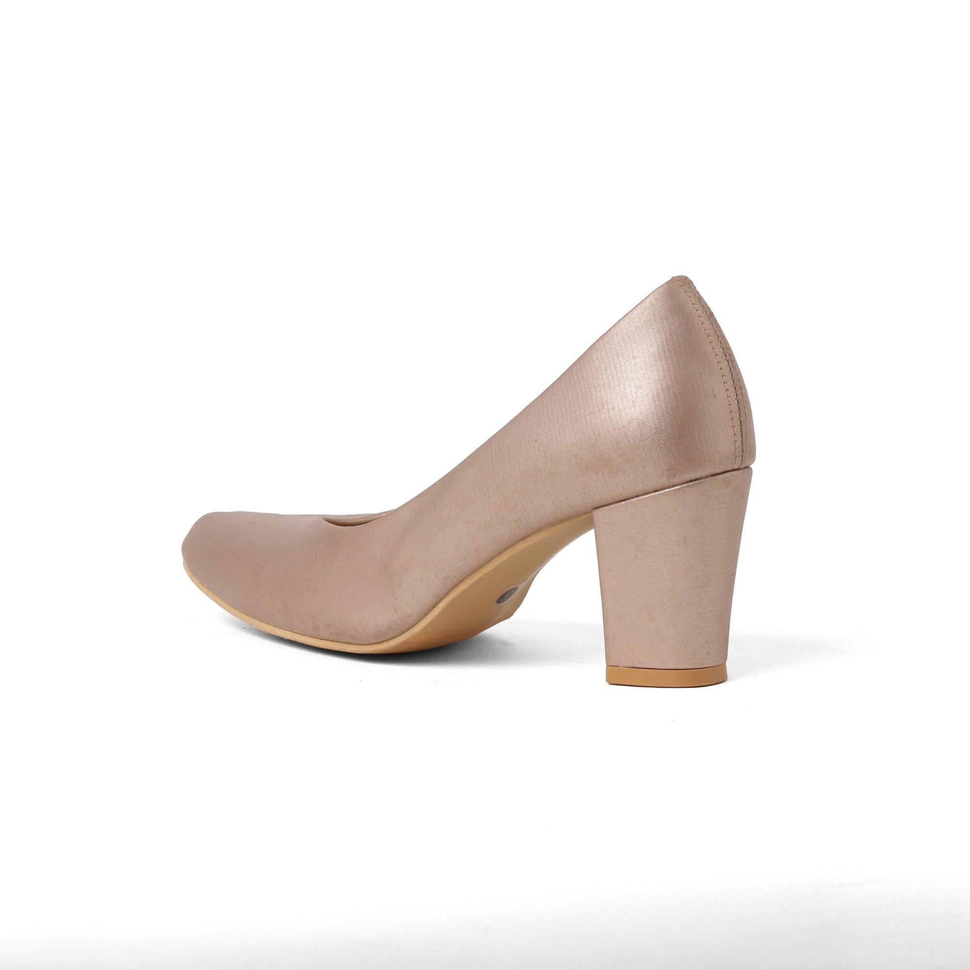 Soft Glow Gold Block Heel Pumps