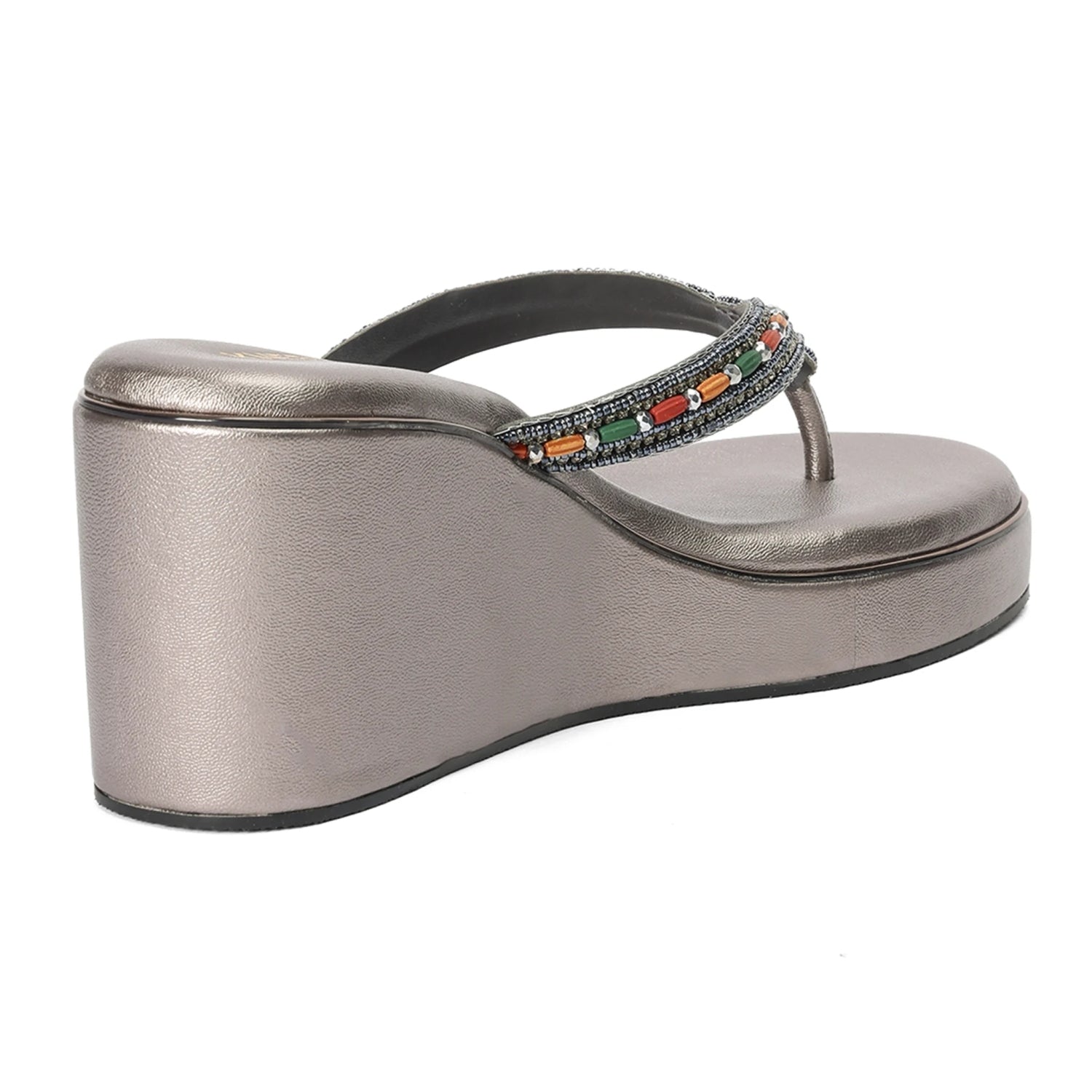 Premium Grey Wedge Open-Toe Thong Sandals