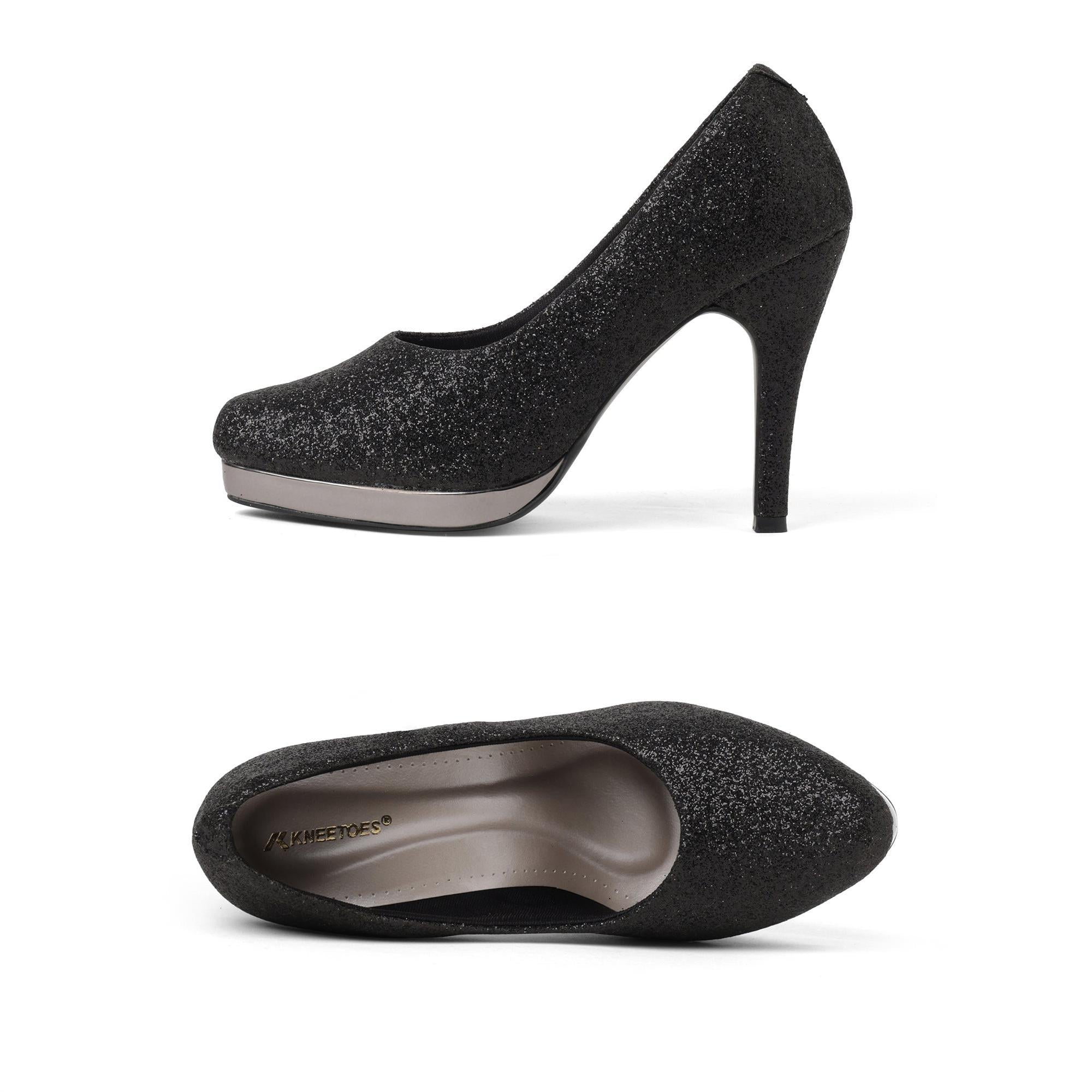 Shine Pop Black Shimmer Stiletto Pumps