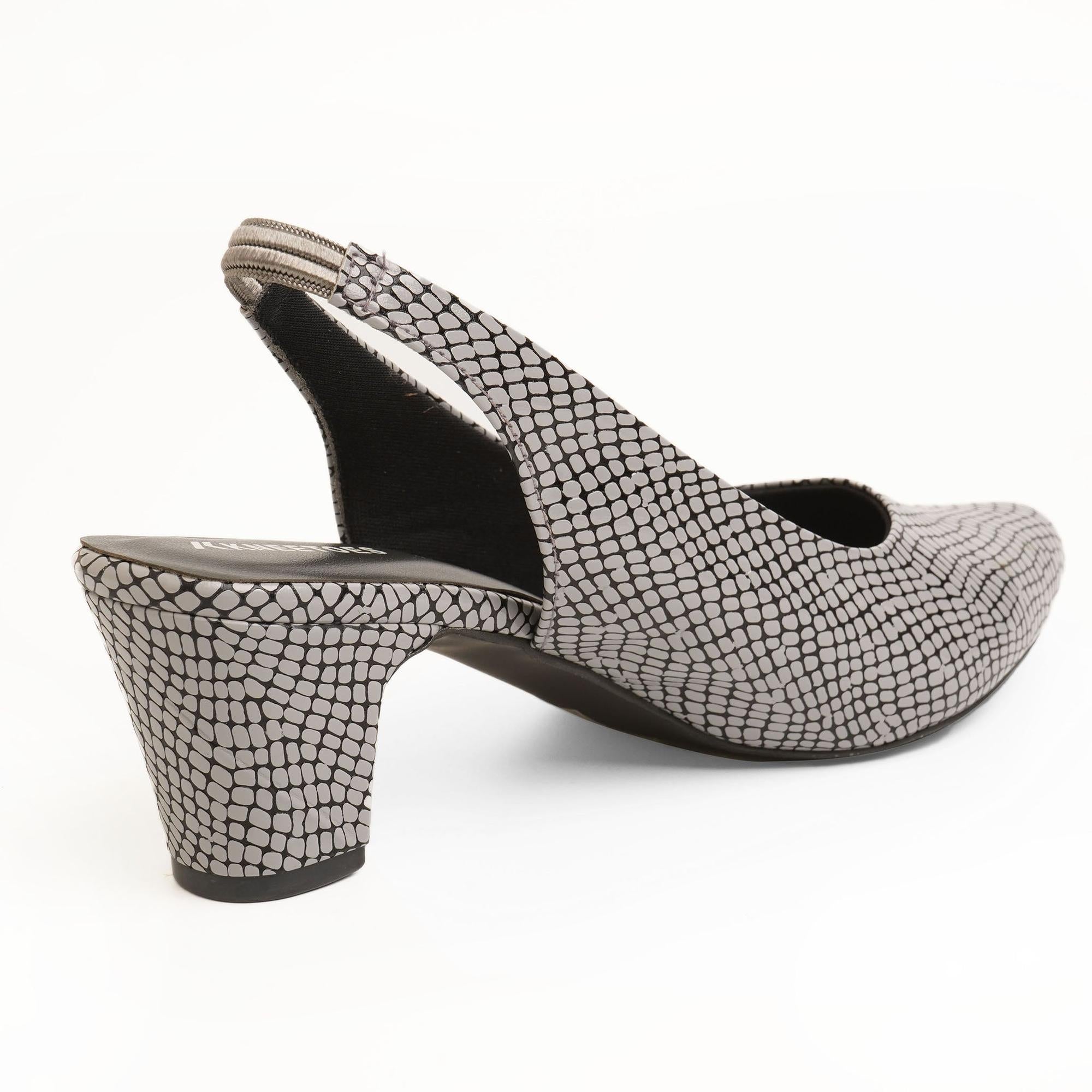 Bold Grey Reptile Block Heel Sandals