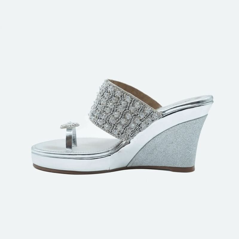 Gemglow Silver Wedge Heel Sandals