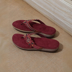 Bead Luxe Maroon Casual Sandals