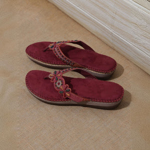 Bead Luxe Maroon Casual Sandals