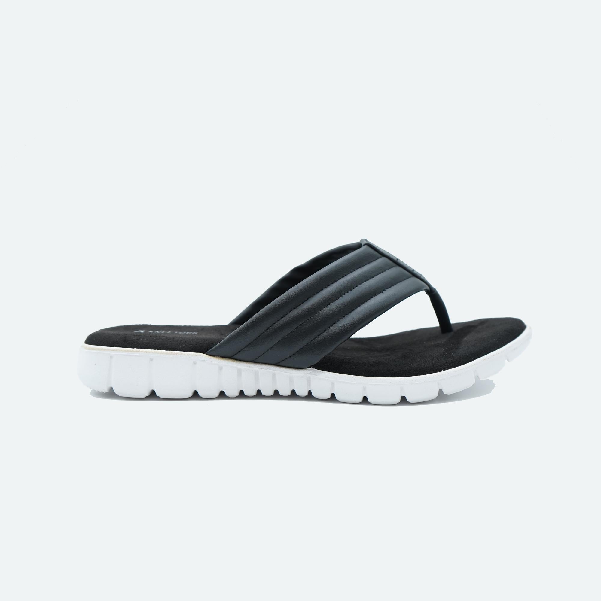 Black Quilted Thong Sandals
