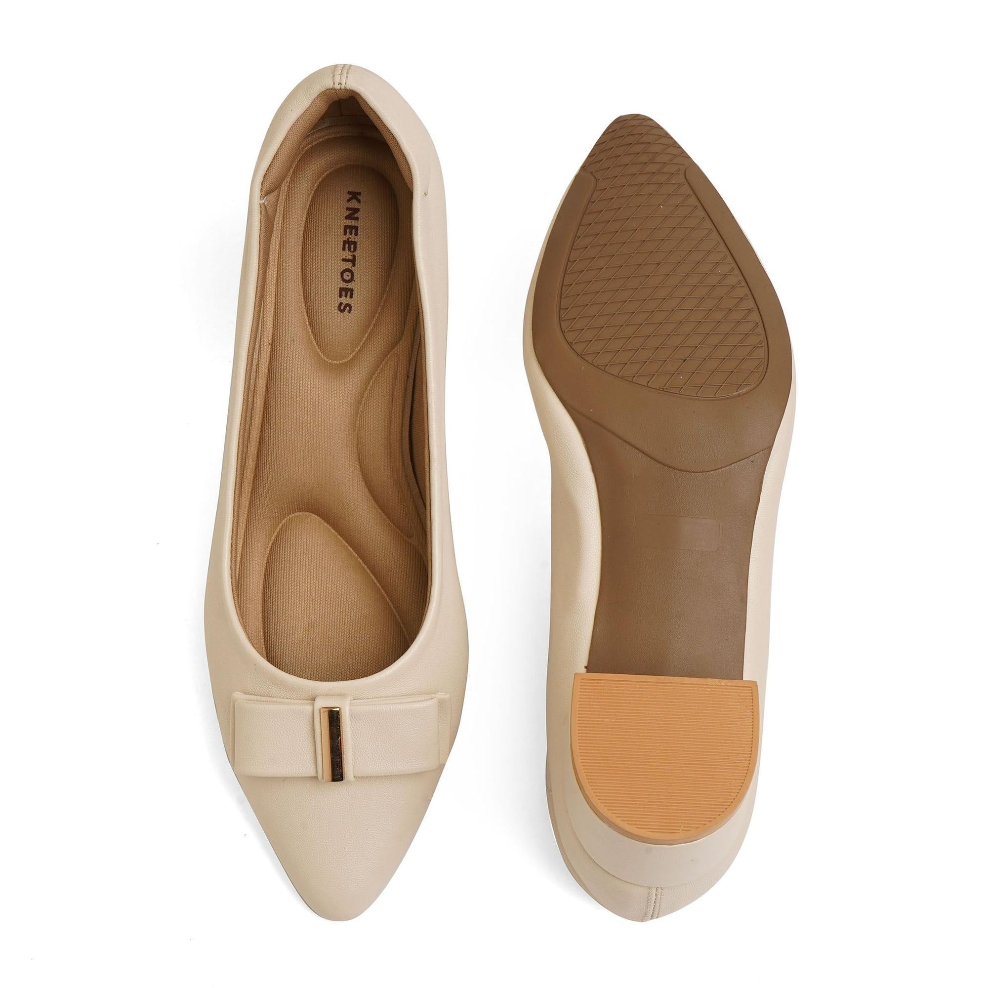 Bow Belle Off-White Workwear Pumps